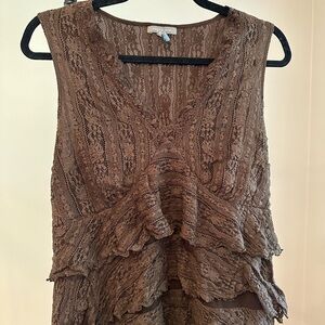 Vintage Apt 9 Brown Lace Pullover Shirt Blouse